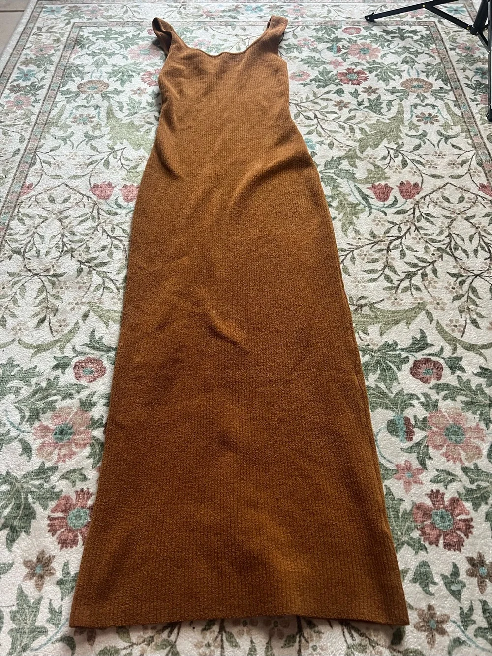 Camila Coelho ribbed sweater tank maxi dress XS Brown Tan Camel